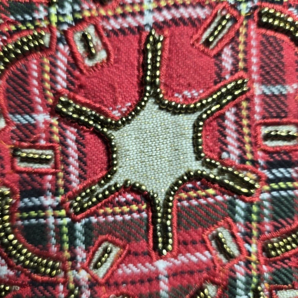 Pier 1 Beaded‎ Plaid Snowflake Christmas Throw Pillow 15
